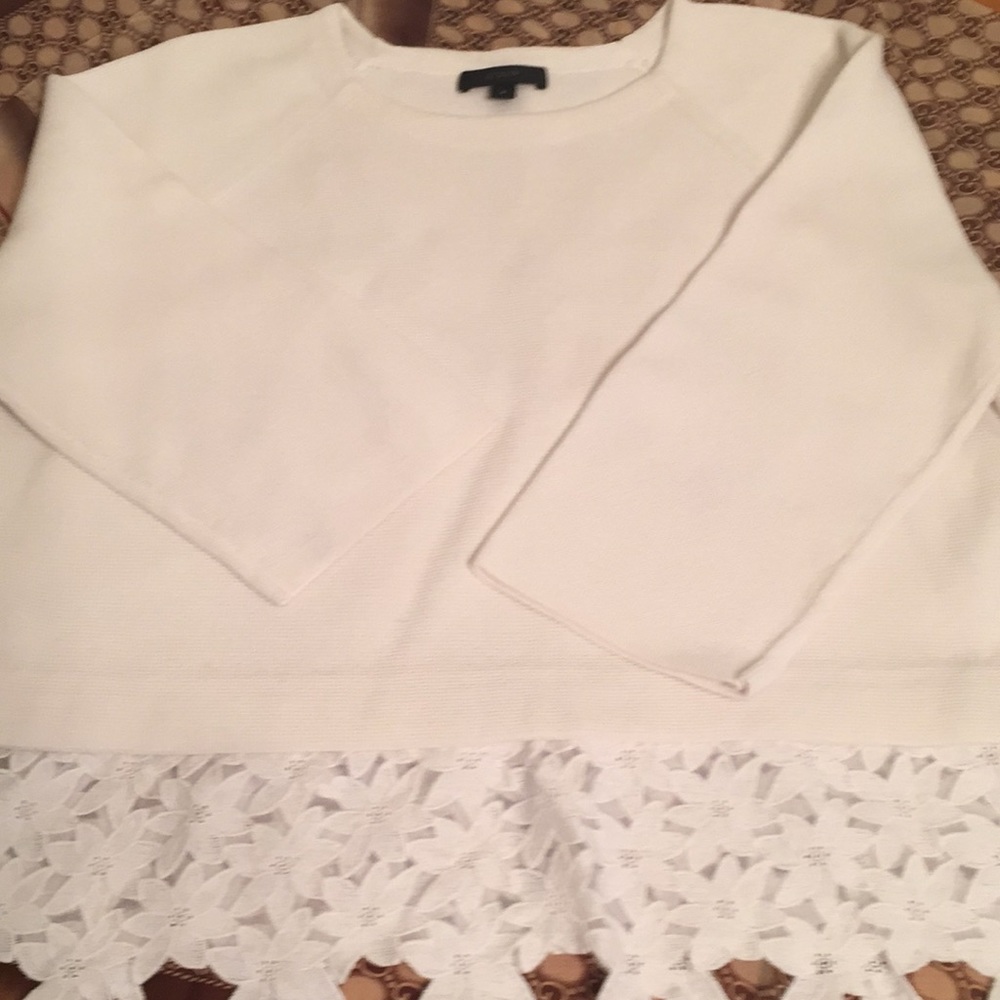 J Crew Sweater with Floral Scalloped Hem